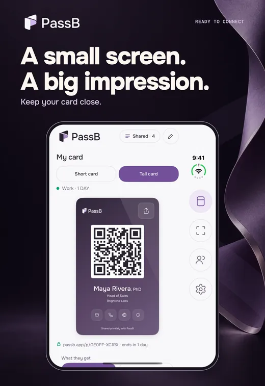 PassB folded on iPhone Duo, App Store screenshot