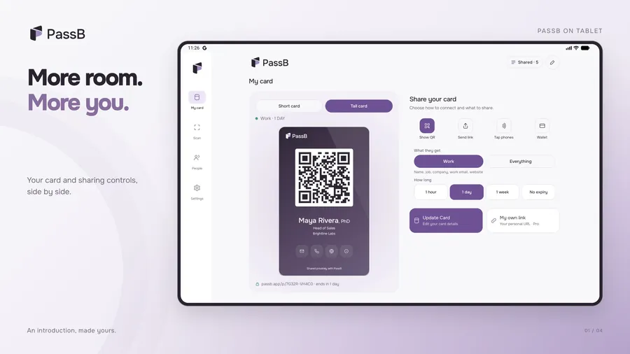 PassB on Android tablet, screenshot 1