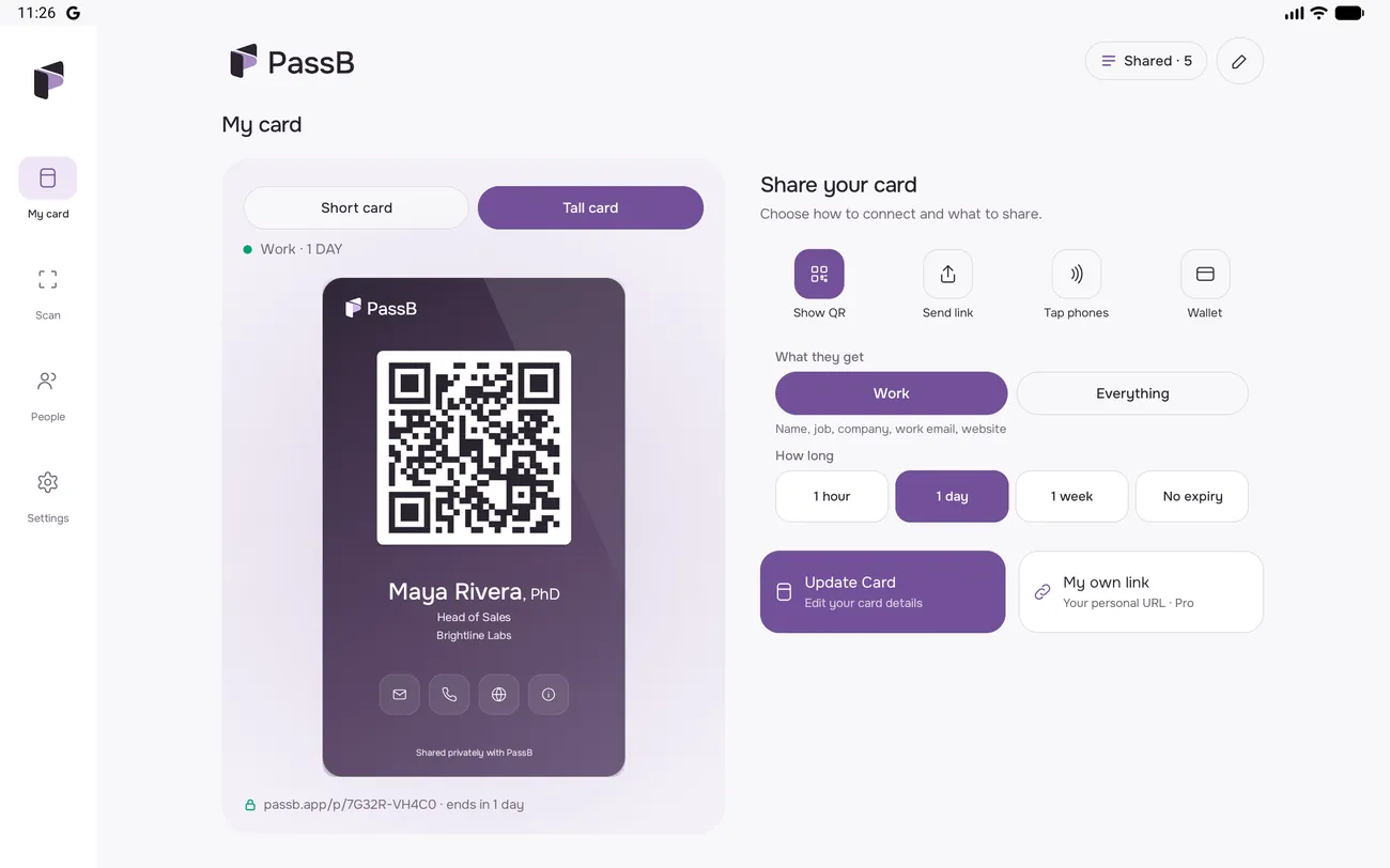 PassB on an Android tablet