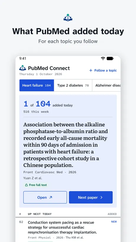 PubMed Connect on Android, screenshot 1