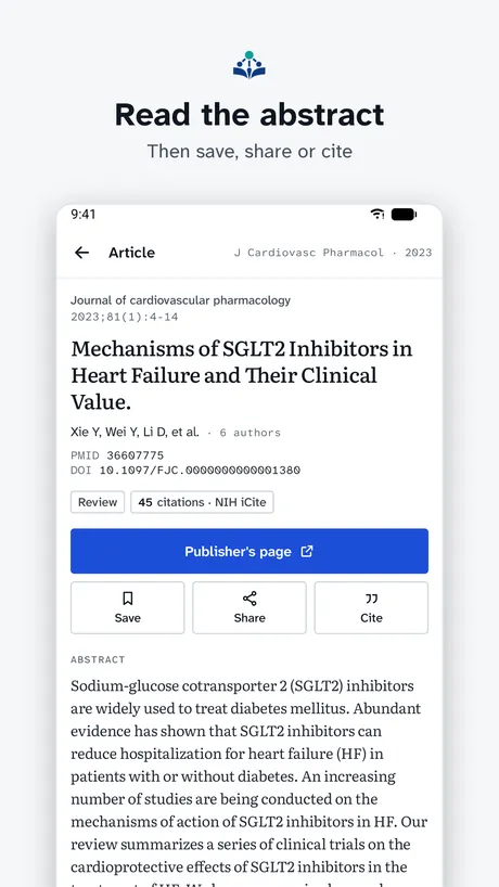 PubMed Connect on Android, screenshot 2