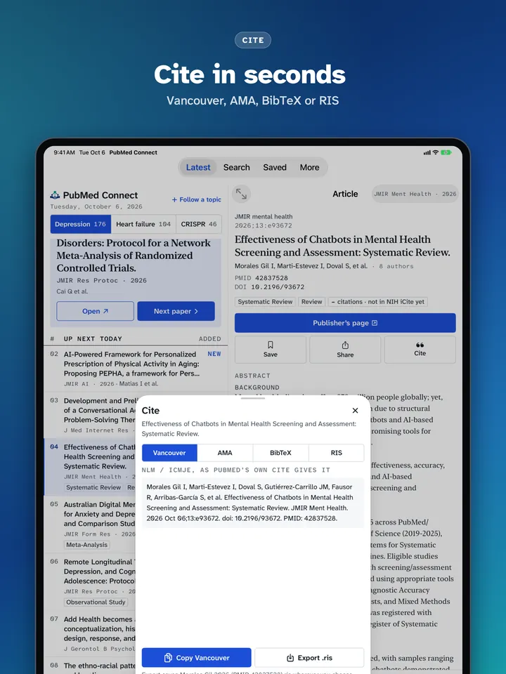 PubMed Connect on iPad, screenshot 4