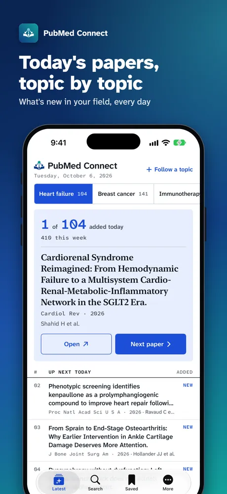 PubMed Connect on iPhone, screenshot 1