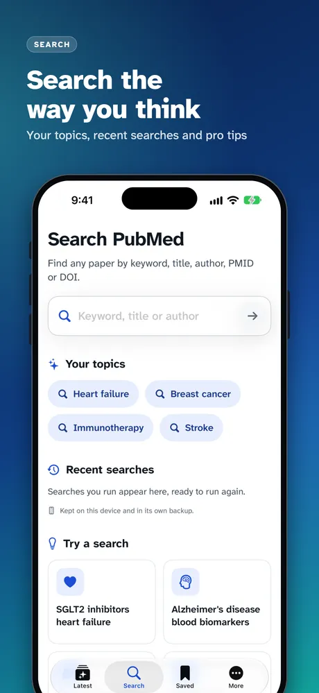 PubMed Connect on iPhone, screenshot 2