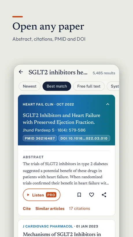 PubMed Hub on Android, screenshot 2