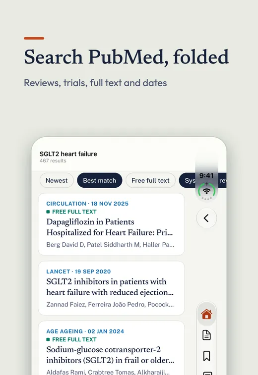 PubMed Hub folded on iPhone Duo, App Store screenshot