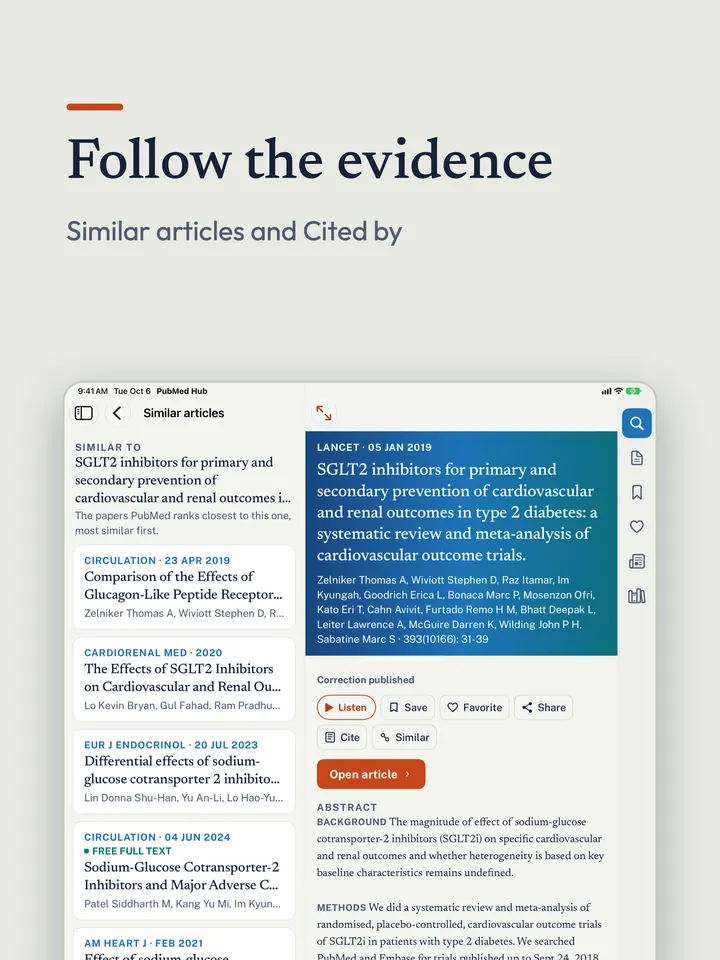 PubMed Hub on iPad, screenshot 4