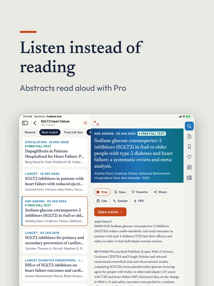 PubMed Hub on iPad, screenshot 5