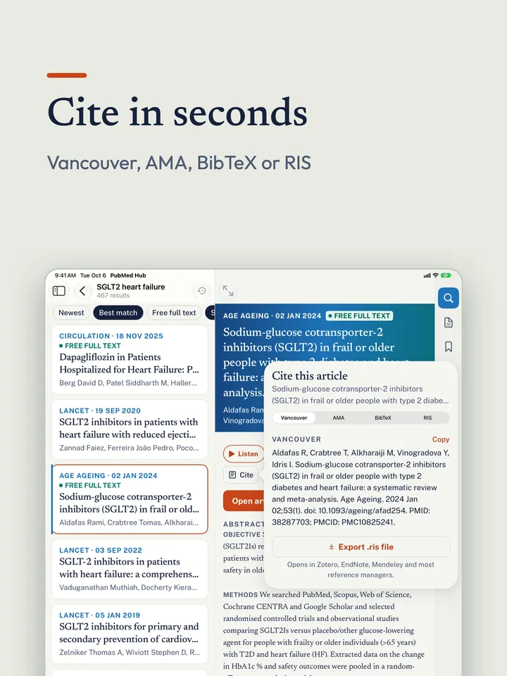 PubMed Hub on iPad, screenshot 6