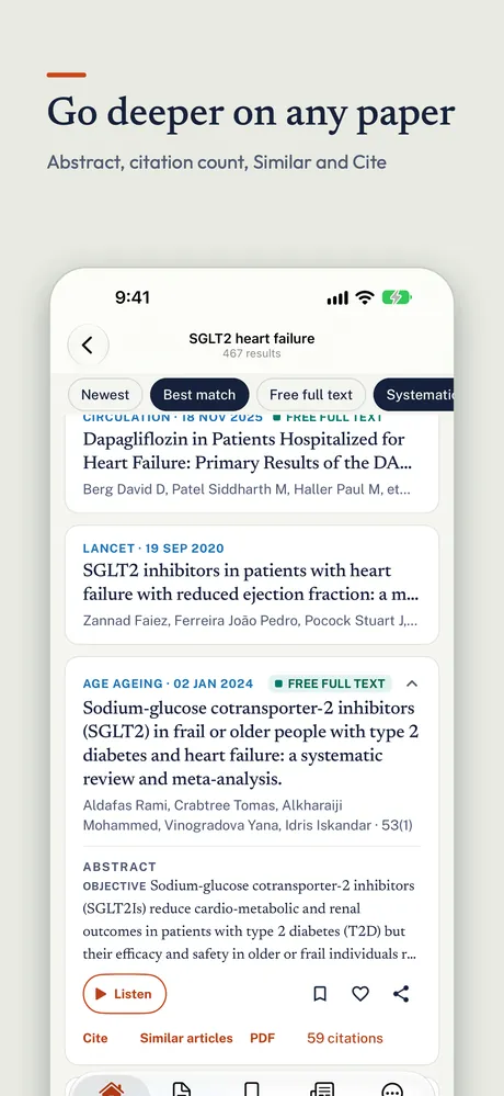 PubMed Hub on iPhone, screenshot 2