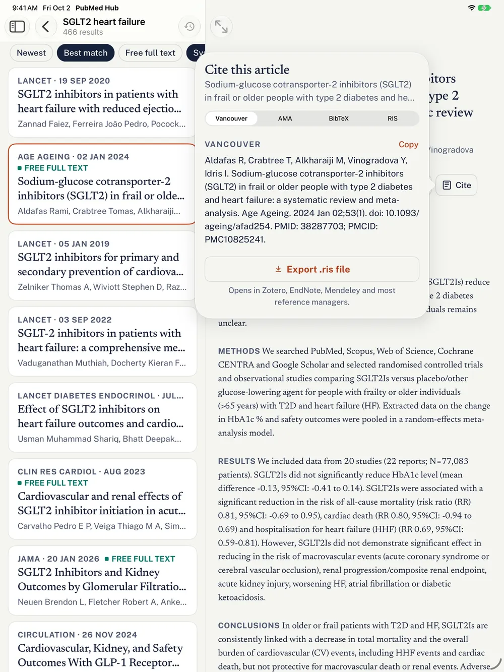 PubMed Hub on iPad