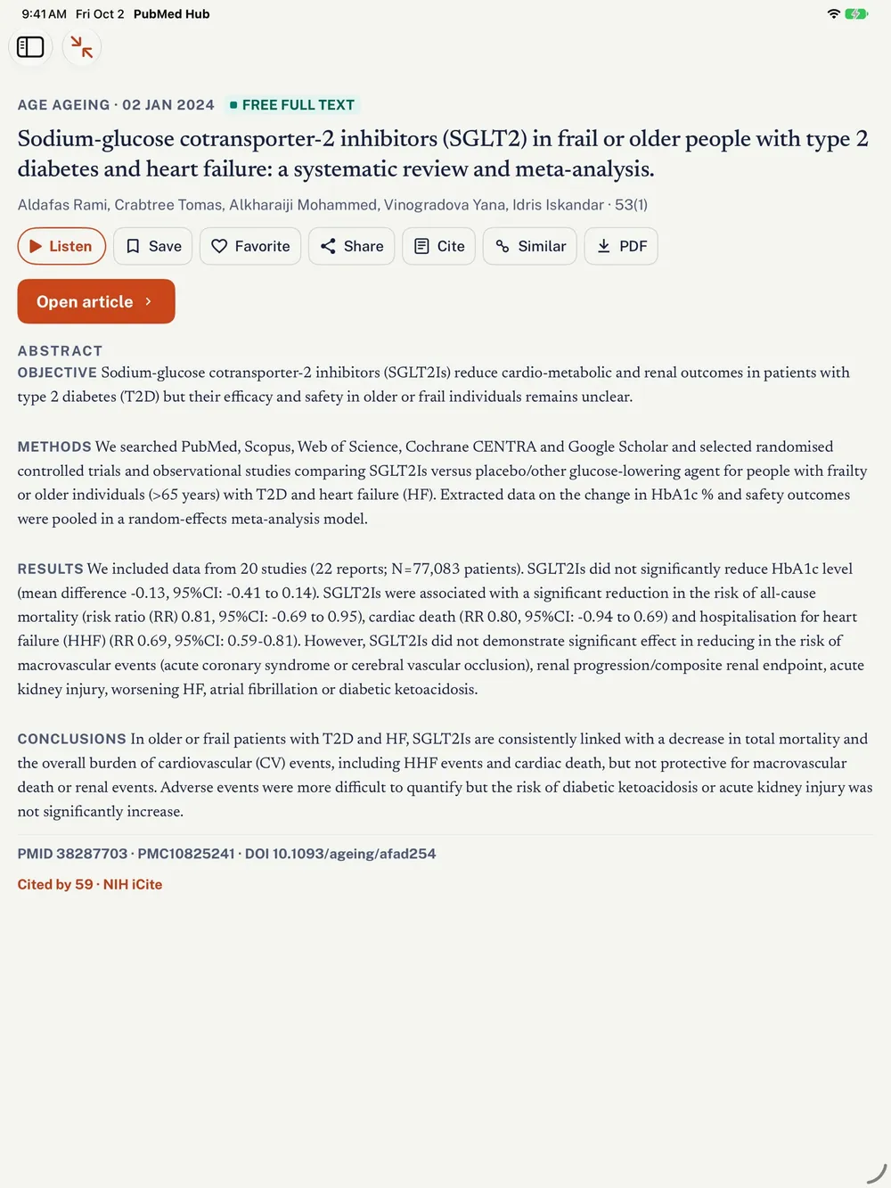 PubMed Hub on iPad