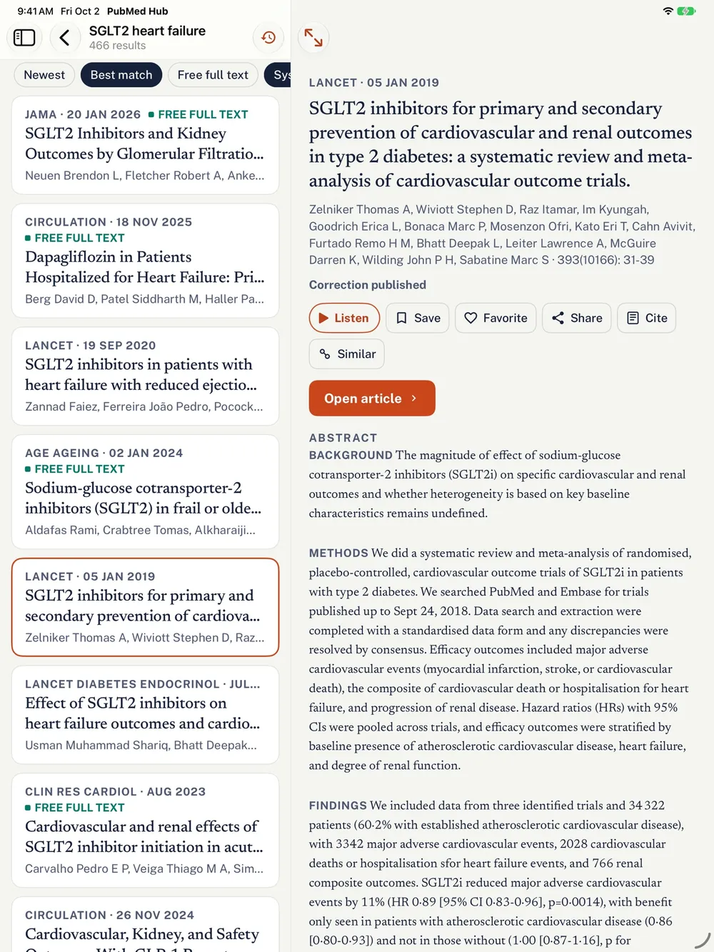 PubMed Hub on iPad