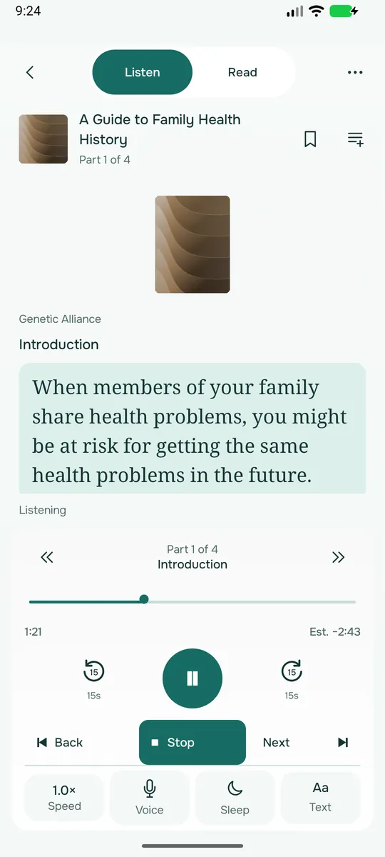 SciRead player in the Clinical theme