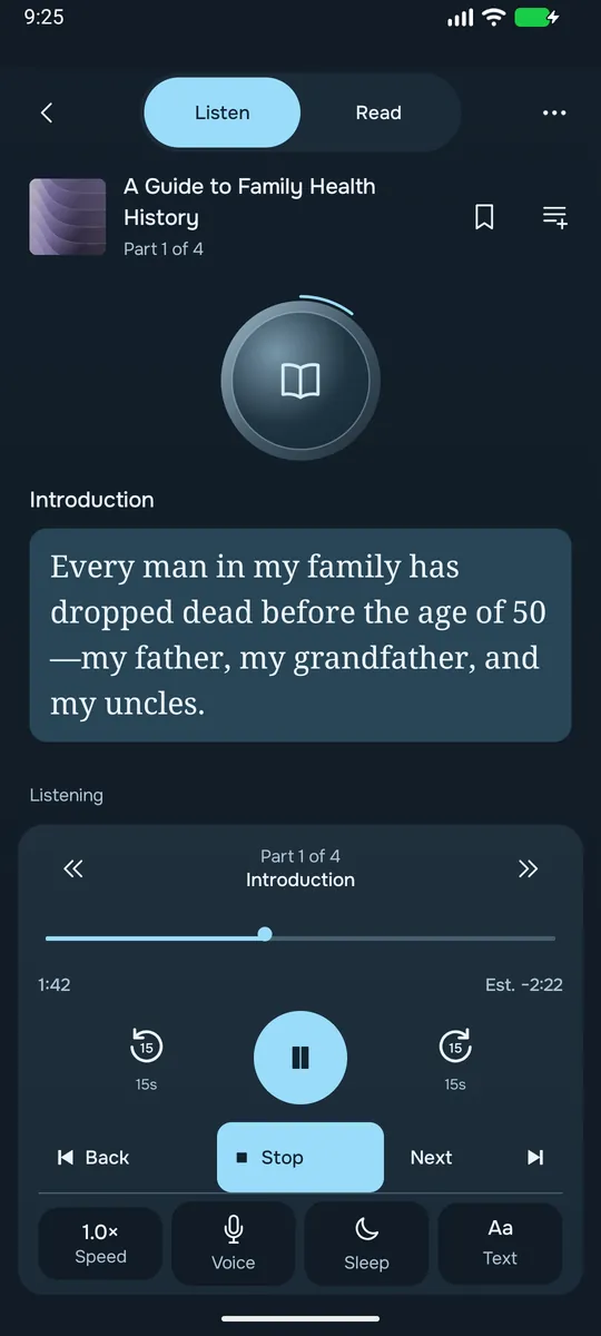 SciRead player in the Spatial theme